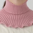 thumbnail image 4 of New Winter Knitted Warm Neckerchief for Women Solid Color Ruffle Scarf Soft Outdoor Knitting Warmer Neck Collar Pullover Scarves (Watermelon Red), 4 of 7