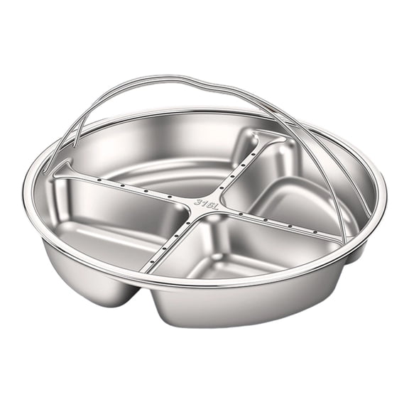 5-Compartment Divided Stainless Serving Tray - Food-Grade 304 Meal Prep Platter for & Adults, Rust-Resistant & Dishwasher Safe, Ideal for Side Dishes, Condiments, and Snacks B