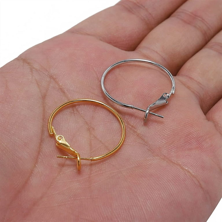 10PCS 14MM 14k Gold Color plated Round Earring Clasps Hooks For DIY Earring  Accessories jewelry making