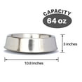 thumbnail image 2 of Iconic Pet 2-Pack Anti Ant Stainless Steel Non Skid Pet Bowl For Dog or Cat, 64 Oz, 8 Cup, 2 of 10