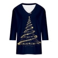 thumbnail image 4 of Joau Women's Ugly Christmas Shirts Glitter Christmas Tree Print 3/4 Length Sleeve V Neck Tunic Tops Holiday Xmas Shirts Graphic Tees Blouse, 4 of 4