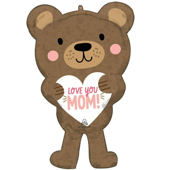 30 inch LOVE YOU MOM BEAR foil mylar balloon