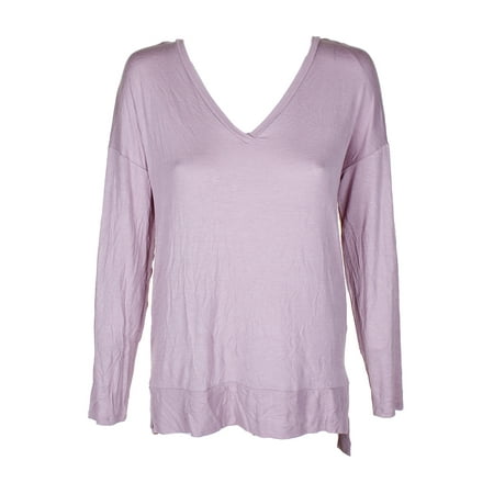 - Hippie Rose Lavender V-Neck Long Sleeve High Low Hem Ribbed Trim T-Shirt L