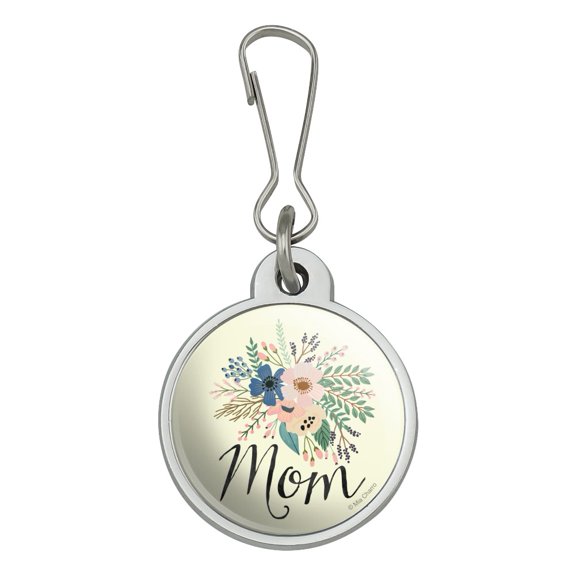 Mom with Flowers Mother's Day Jacket Handbag Purse Luggage Backpack Zipper Pull Charm