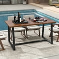 thumbnail image 4 of Costway 63" Large Dining Table for 4-6 People with Heavy-duty Metal Frame Modern Coffee, 4 of 10