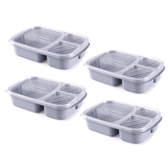 Compartment Meal Prep Lunch Containers for Kids, 4 Pack Bento Lunch Box, Tupperware, Durable BPA Free Plastic Reusable Food Storage Containers with lid, Microwave/Dishwasher/Freezer Safe
