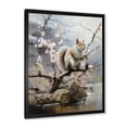 thumbnail image 2 of Designart "Squirrel on Pink Cherry Blossom in Brown I" Animals Framed Wall Art - Traditional Grey Squirrel Bedroom Framed Canvas Wall Art, 2 of 6