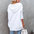 thumbnail image 6 of IROINNID Women's Long Sleeve Sweatshirt V-Neck Mid-Length Solid Color Stylish Pockets Sweatshirts Autumn Pullover Tops, White, 6 of 9