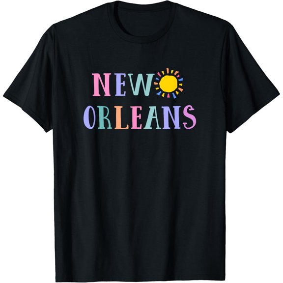 New Orleans Vibes Colorful Sun Graphic City Inspired Short Sleeve T Shirt Unisex Tee