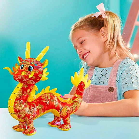 Clearance Desktop Ornament under $5,Chinese Dragon Plush Toy Chinese New Year 2024 Year Of The Dragon Mascot Soft Dragon Stuffed Animals Doll Toy Dragon Plush Pillow Christmas Birthday Gift