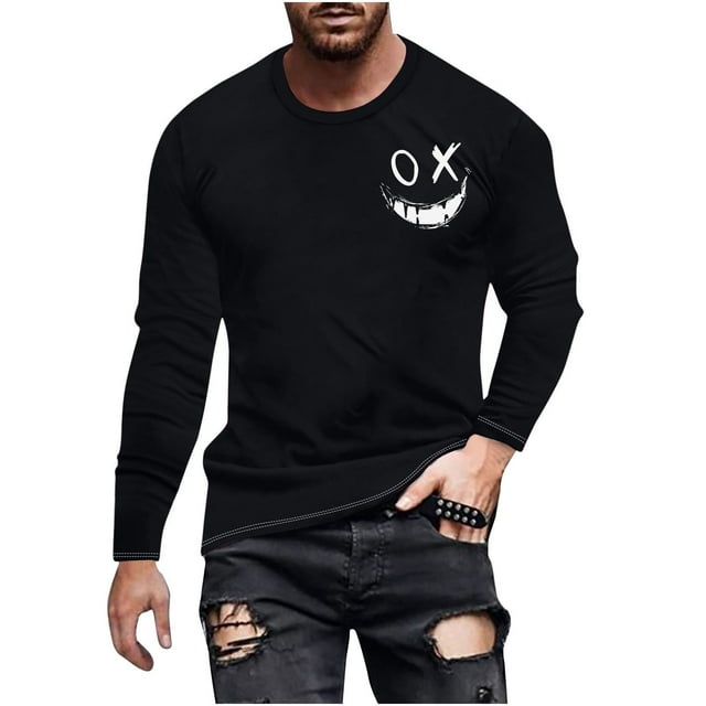 Birdeem Mens Printed Long Sleeved Top Long Sleeved Round Neck Top/Shirt