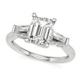 thumbnail image 2 of Blue Jewel 14K White Gold Plated Emerald Cut Diamond Ring - 2.13 Ct Lab-Created Solitaire with Accents - Engagement Wedding Ring for Women - Elegant Gift for Celebrations, 2 of 3