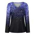 thumbnail image 4 of LEAVINGSUO Fall Winter V Neck Long Tops for Women, Womens Tops Clearance Fashion Women Casual Long Sleeve Printed V-Neck Blouse T-Shirt Ladies Tops, 4 of 5