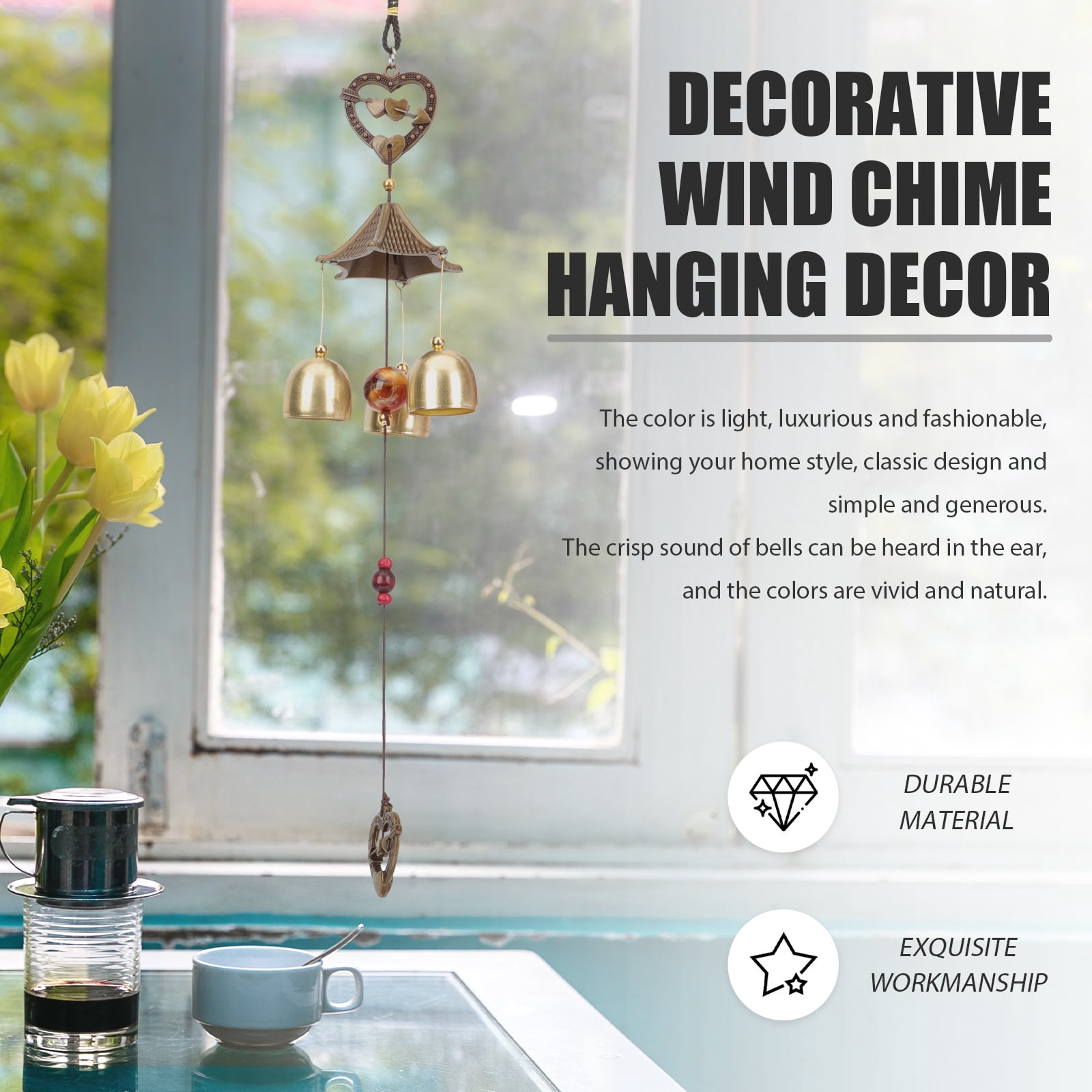WRISTBIQUE 4pcs Craft Design Metal Wind Bell for Wall Hanging Ornament