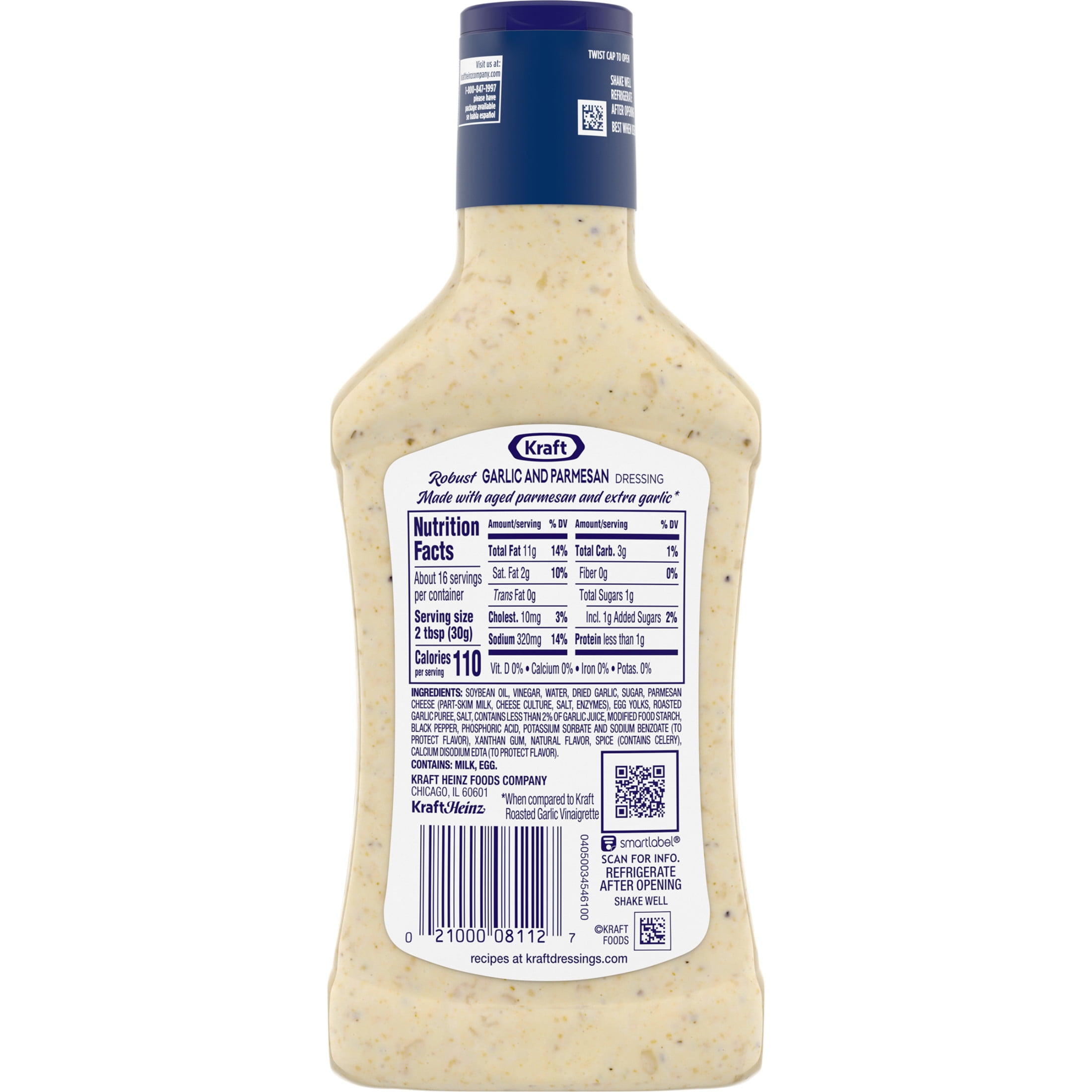 Kraft Deluxe Robust Roasted Garlic and Parmesan Dressing, 16 oz Bottle