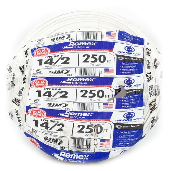 Cable Southwire #28827455 de 250 pies, 14/2 W/G NM-B, 600 V