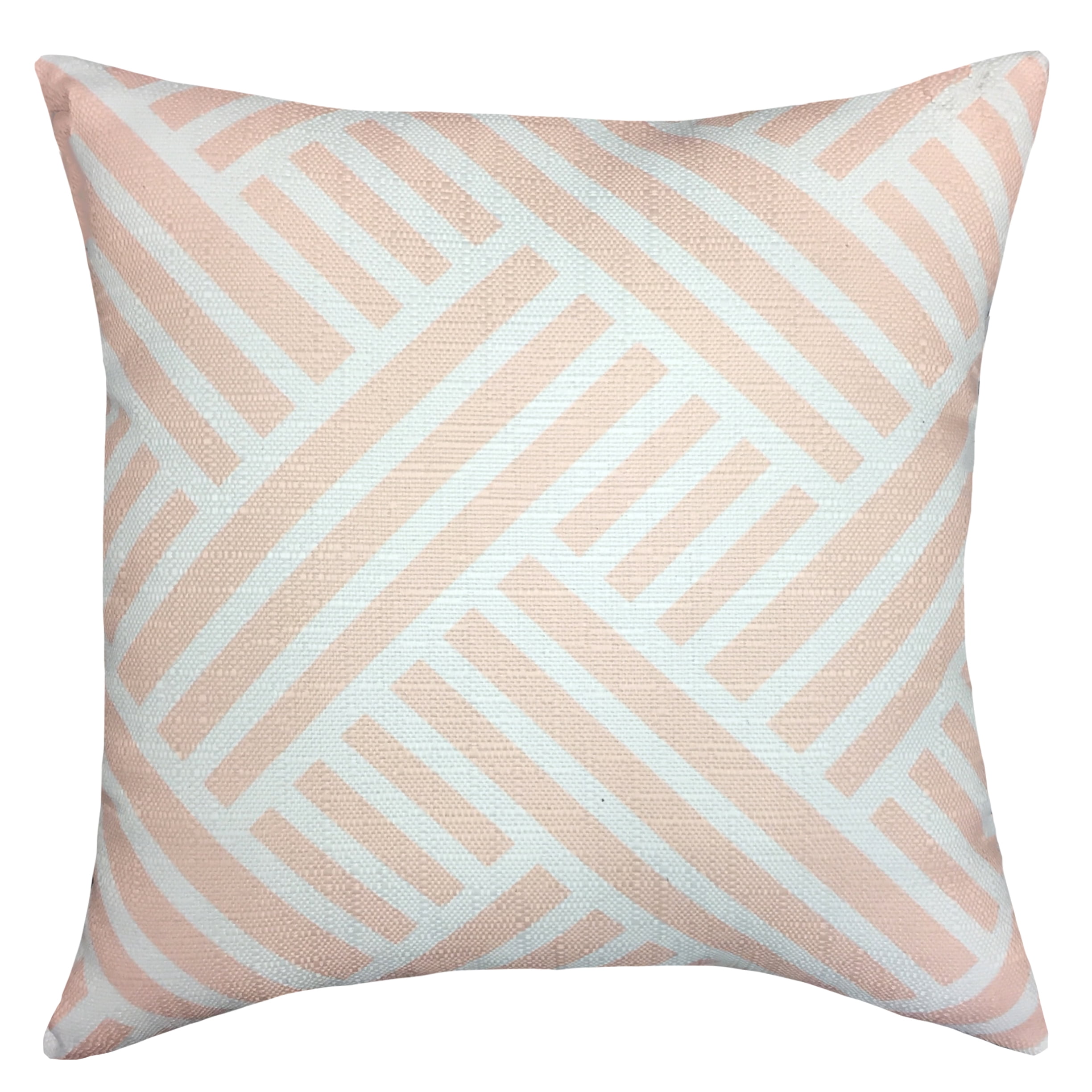 Mainstays Rattan Print Square Decorative Throw Pillow, Pink and White