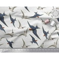 thumbnail image 3 of Soimoi White polyester Crepe Fabric Flying Woodpecker Bird Print Fabric by Yard 42 Inch Wide, 3 of 3