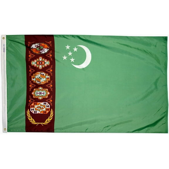 Turkmenistan - 3'X5' Nylon Flag