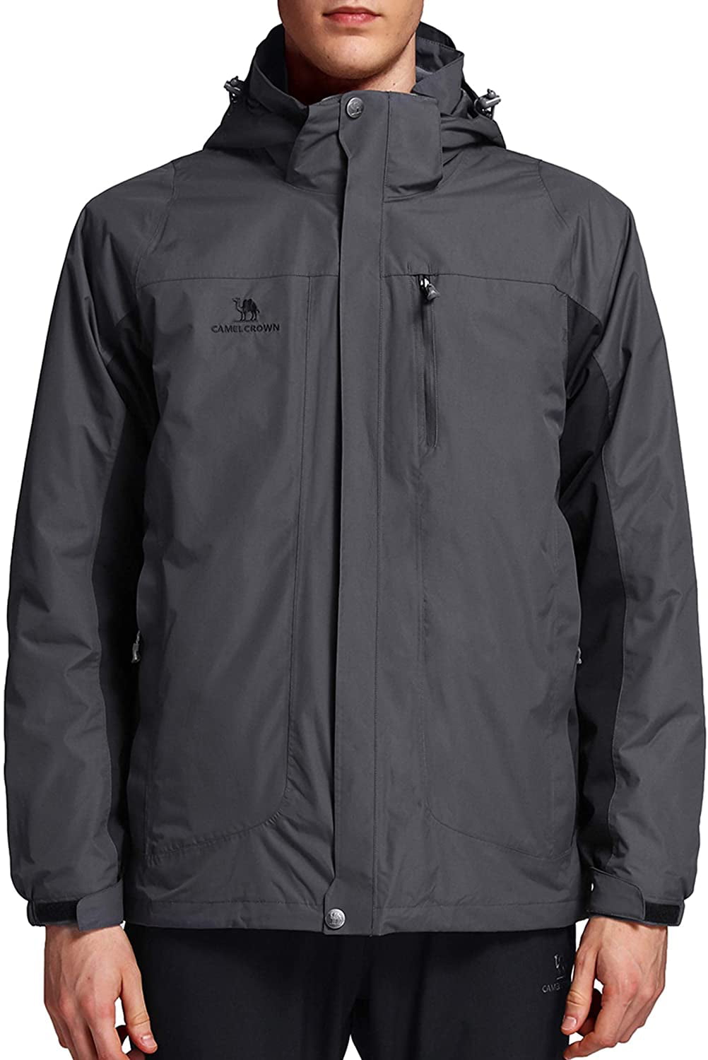 CAMELSPORTS Men's Mountain Ski Jacket 3 in 1 Waterproof Winter Jacket Warm Snow Jacket Hooded Rain Coat Windproof Winter Coat 