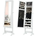 thumbnail image 1 of Costway White Mirrored Jewelry Cabinet Armoire Organizer Storage Box Ring Free Stand, 1 of 9