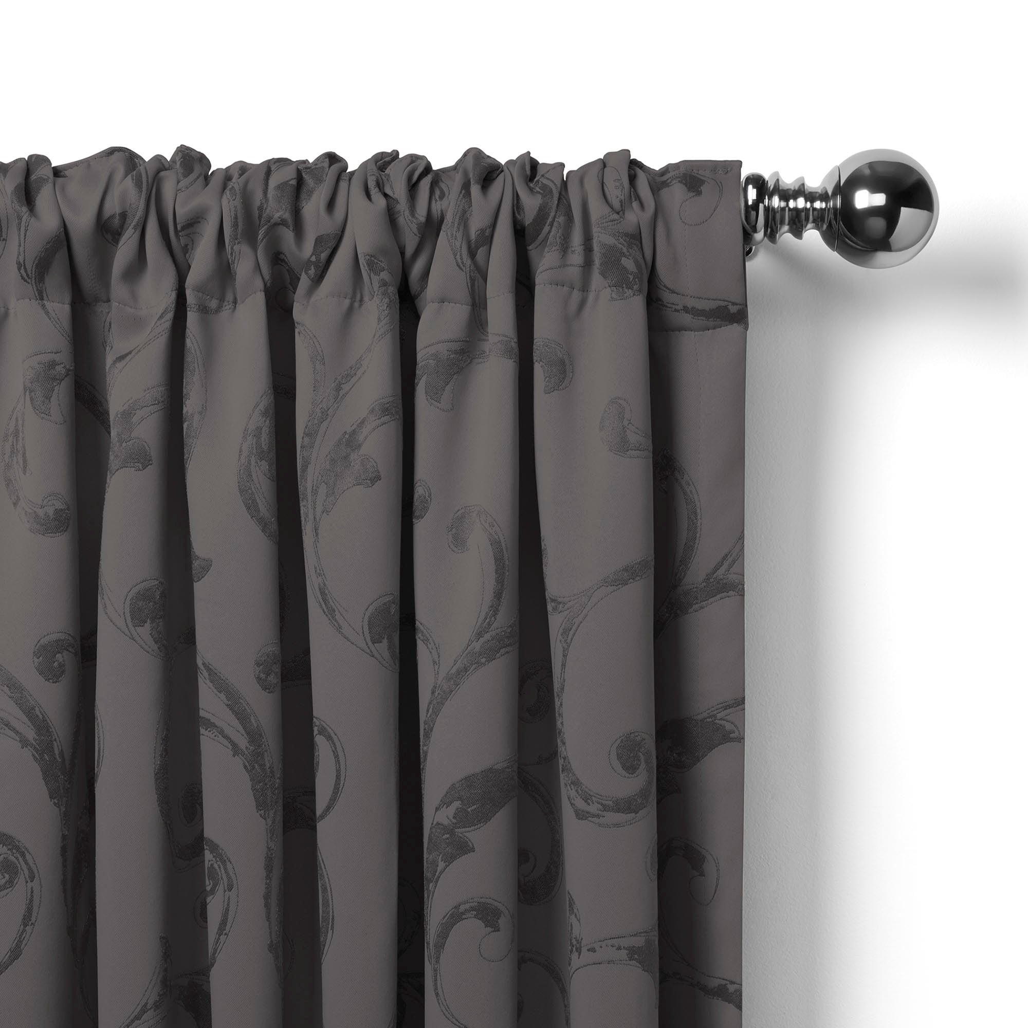 Elrene Home Fashions Mia Beaded Scallop Valance, Gray, 52" x 19"