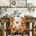 thumbnail image 2 of Dalrosia Sunflower Leaves Fall Table Runner, Seasonal Autumn Thanksgiving Kitchen Dining Table Decoration for Outdoor Home Party 13x72 Inch, 2 of 5
