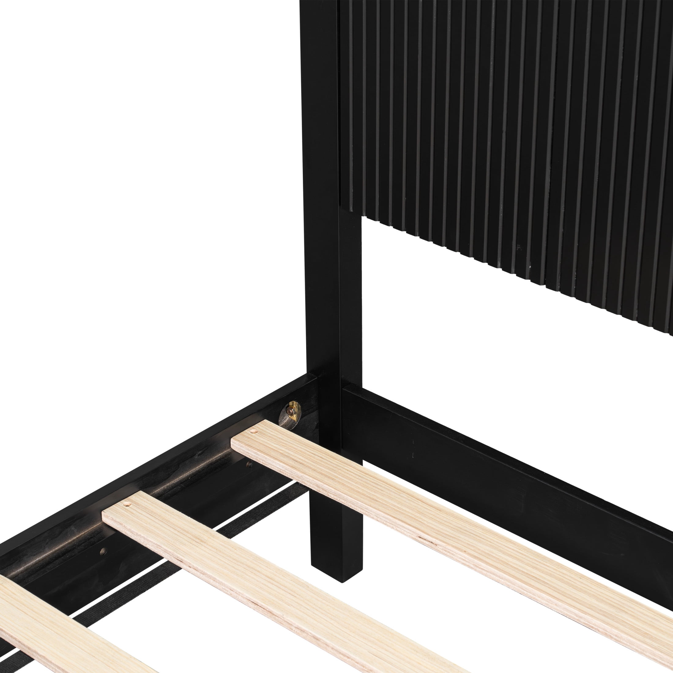 Christopher Knight Home Contemporary Queen Size Solid Wood Platform Bed Frame, Slat Support, Black