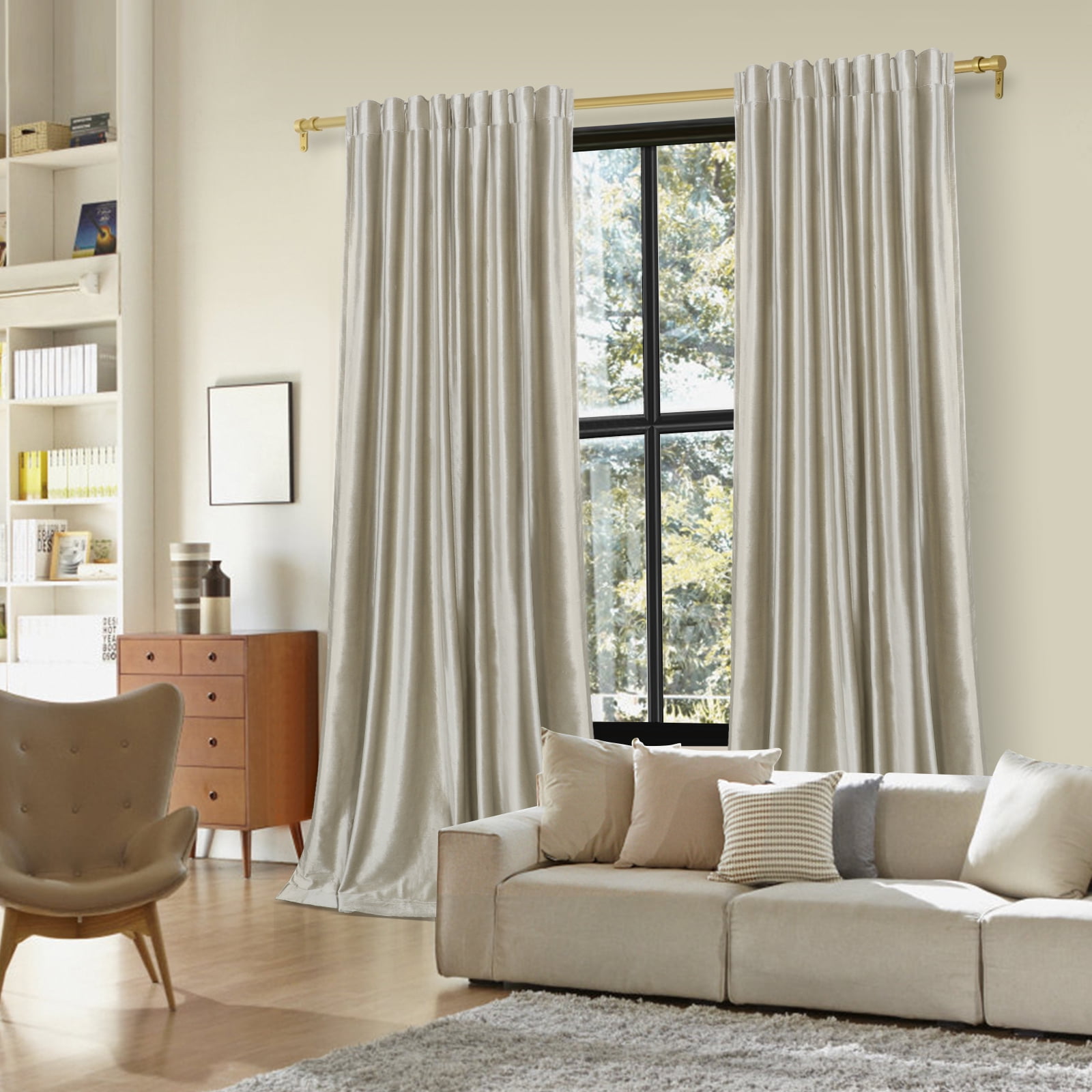 Lapalife 2 Panels Luxury Blackout Velvet Curtains, 84 inches Length Rod Pocket Thermal Insulated Soft Elegant Window Curtains for Bedroom Living Room, Champagne
