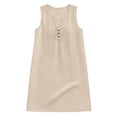 thumbnail image 4 of FYDUU Girls Sleeveless Summer Dress Solid Color V‑Neck Button Casual Dresses Lightweight Comfort Beach Sundress Kids Vacation Sundresses 5-6 Years, 4 of 5