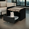 thumbnail image 4 of Pefilos 31" Wood Enclosed Cat Litter Box Enclosure, Hideaway Cat House Condo Washroom with Pull-out Drawer for Living Room, Black, 4 of 8