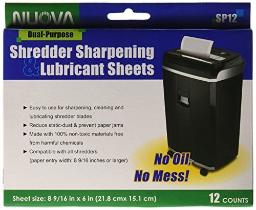 nuova shredder sharpening & lubricant sheets - 12 counts