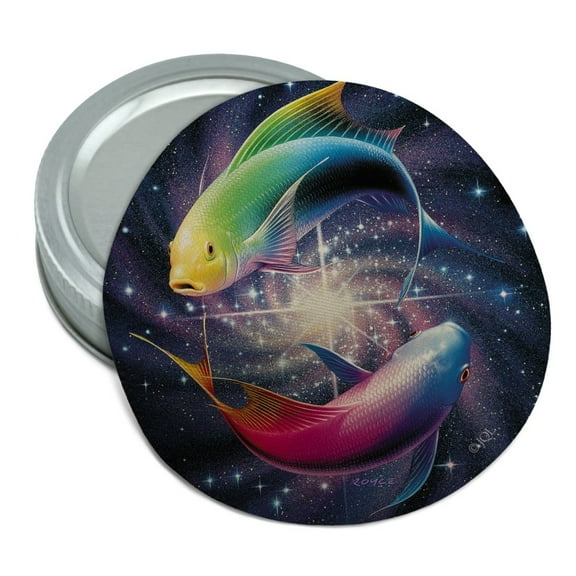 Pisces Zodiac Symbol Fish in Space Yin Yang Round Rubber Non-Slip Jar Gripper Lid Opener