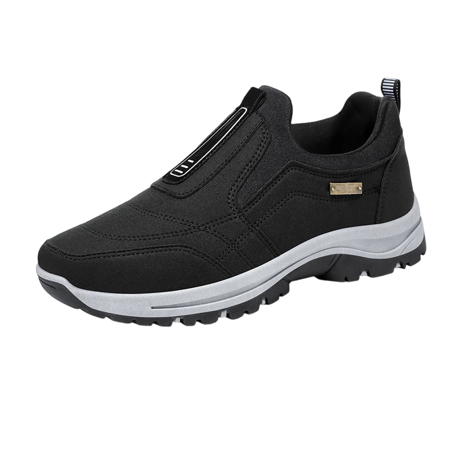 NexTorq Mens Lightweight Sneakers, Mens Casual Shoes, Orthopedic Shoes Men's Slip-On Lightweight Work Shoes for Outdoor Hiking Waterproof Canvas Walking Shoes with Arch Support Black 9