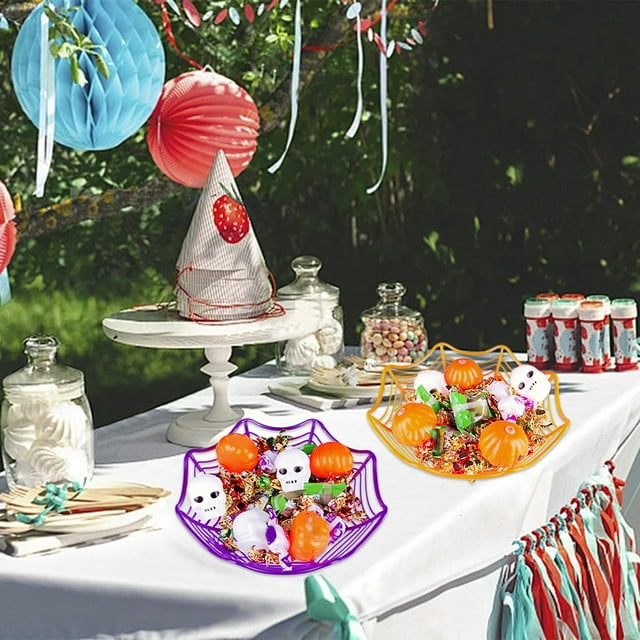 Cesta de Frutas para Picnic o Halloween | Bandeja para Aperitivos En Casa o Restaurante | Plástico Apto para Alimentos | Naranja | 27,5 X 7,5 Cm | 1 Unidad
