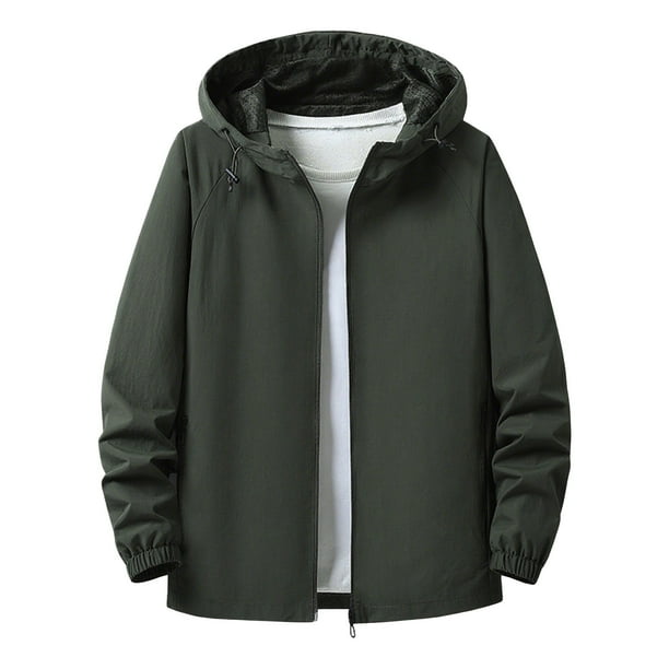 pstuiky mangas largas para hombre, Chaqueta informal de color liso con capucha y bolsillo con cremallera de manga larga para hombre Tops casuales para hombres xxl