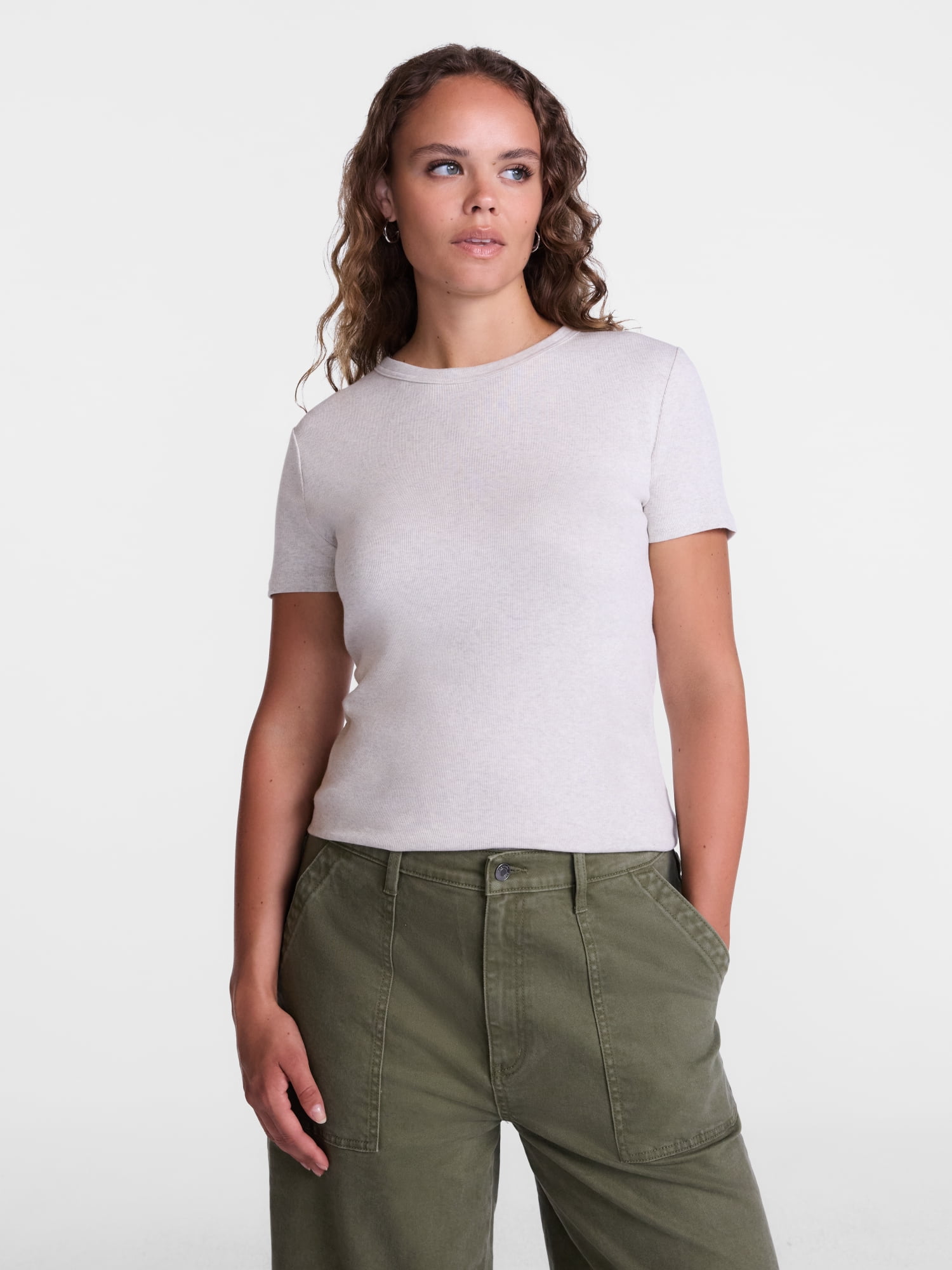 Scenario Women's Rib Tee with Short Sleeves, Sizes XS-XXXL