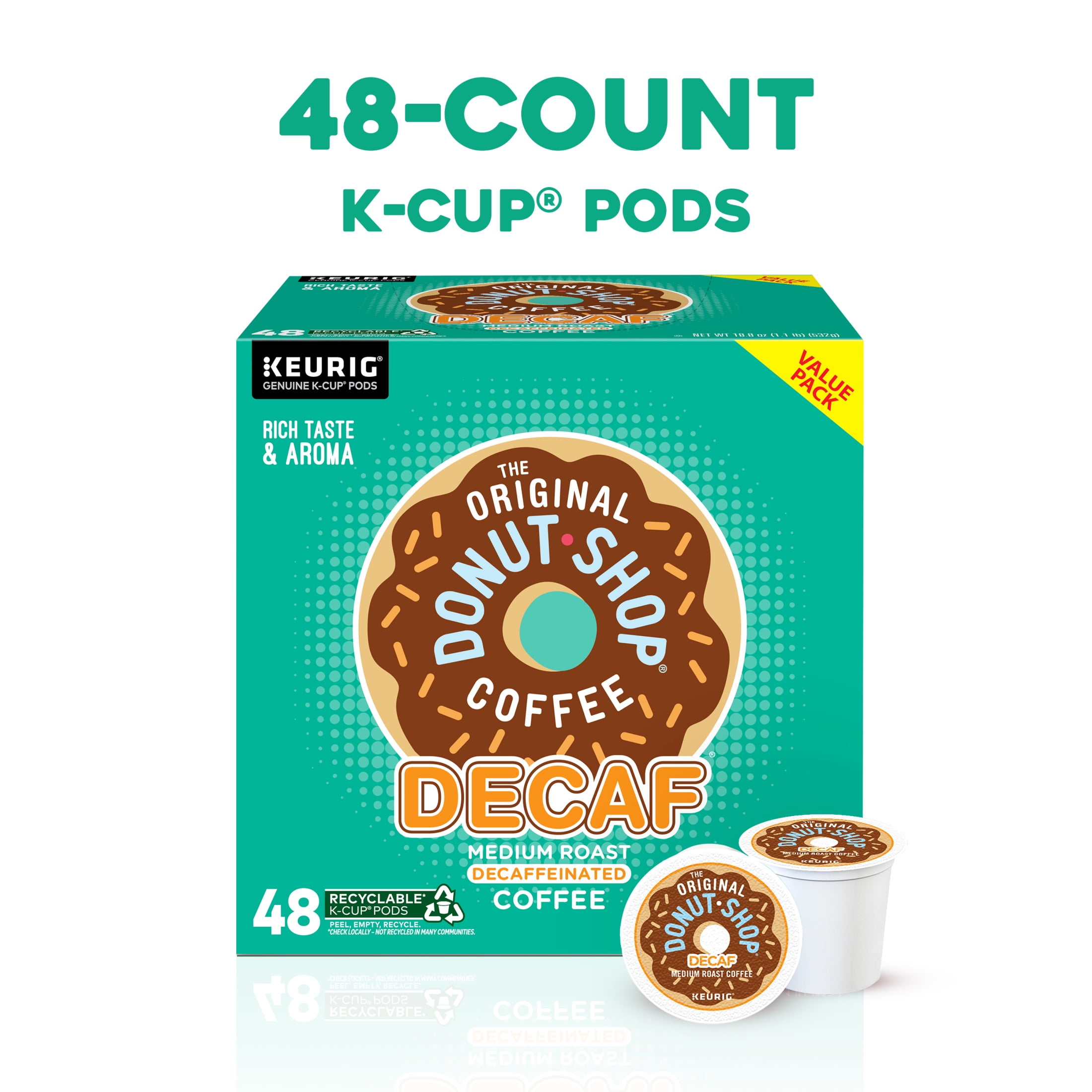The Original Donut Shop, Decaf Medium Roast K-Cup Coffee Pods, 48 Count