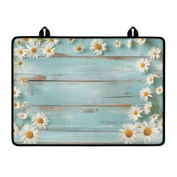 Xoenoiee Daisy Wood Pattern Stove Top Covers for Electric Stove, Anti-Slip Glass Stove Top Cover Protector, Thick Induction Cooktop Protector, Heat Resistant Range Ceramic Stove Top Covers Mat