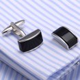 thumbnail image 3 of RO Gemelos negros de boda de negocios rectangulares de acero inoxidable para hombre, 1 pieza, accesorios de ropa, 3 of 5