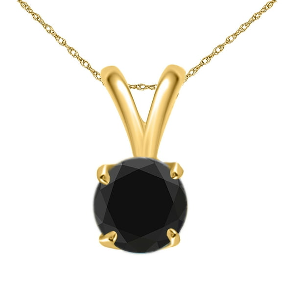 Aonejewelry 0.50 CT Round Black Diamond Solitaire Pendant In 14K Gold