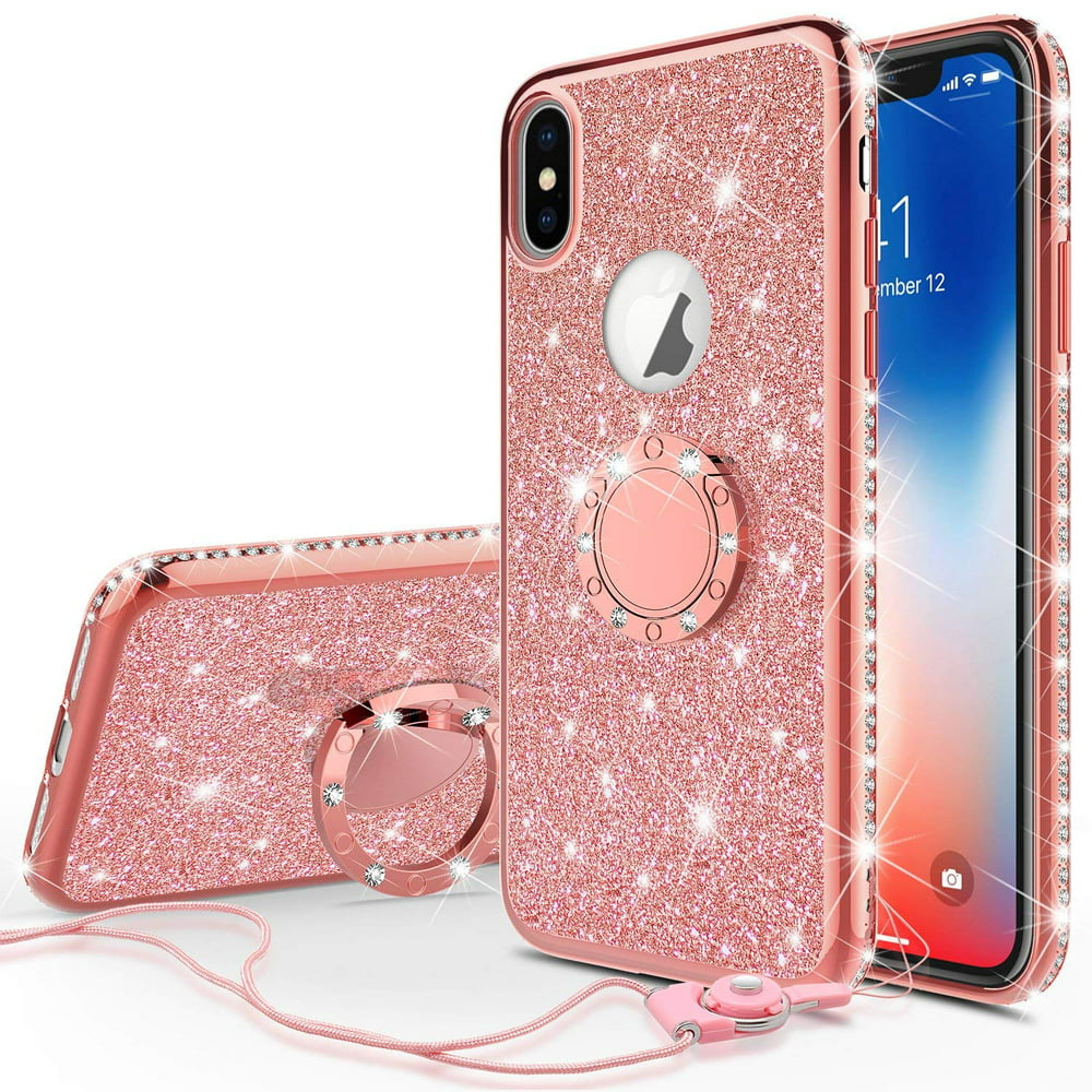 Apple iPhone X Case,Cute Glitter iPhone X Case for Girls Women with ...