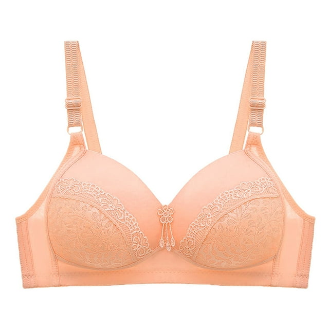 GDREDA Wireless Comfort Bra Double Support Wireless Bra Lace Bra With Straps Full Coverage Wirefree Bra Tagless For Everyday Wear Orange,C