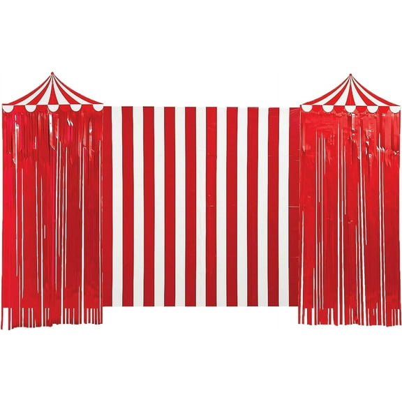 Fun Express Carnival Big Top Backdrop Banner, Party Decor, Fourth of July, 3 Pieces