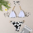 thumbnail image 3 of Hvot&aat Women's Cow Print Halter Metal Chain Strap Bikini Sets Split Style Sexy Swimsuit Two Piece Lace Up Bikini, 3 of 5