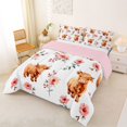 thumbnail image 3 of Manfei Animal Highland Cow King Size Comforter Sets 3pcs,Kawaii Flowers Comforters King Size,Cartoon,1 Comforter and 2 Pillowcases,Reversible, 3 of 6