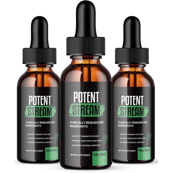 (3 Pack) Potent Stream Drops, Advanced Formula for Prostate Health, All-Natural Prostate Support Supplement, Maximum Strength Drops for Overall Health, PotentStream Reviews