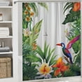 thumbnail image 6 of Orinice  Tropical Shower Curtain, Growth Rainforest of Hawaii with Frangipani Philodendron Birds of Paradise, Cloth Fabric Bathroom Decor Set with Hooks,  69x72, 6 of 7