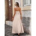 thumbnail image 2 of Womens Khaki Halter Maxi Dress Cutout Waist Beaded Detail Ruched Bodycon, 2 of 7