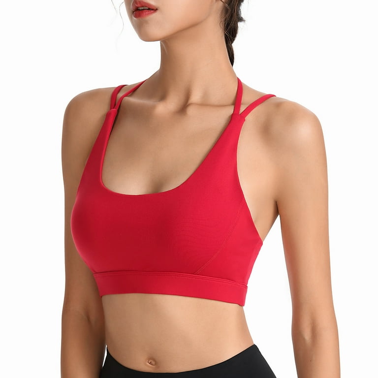 Womens Seamless Strappy Light Lift Sports Bras Underarm Everyday Wear High  Impact Sports Bras for Women Red XL 